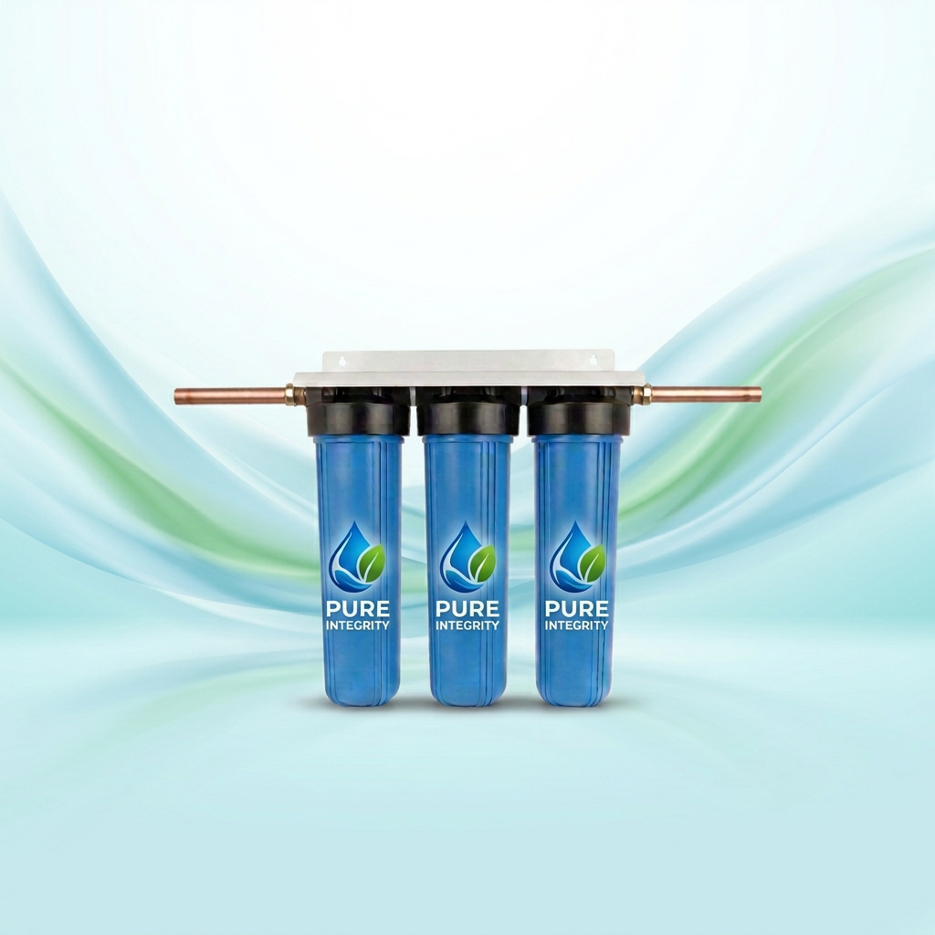 Pure Integrity filters with a soft aqua-and-white flowing background